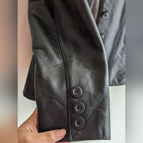 Wilsons Black Genuine Leather Blazer Jacket Size Medium - Picture 5 of 12